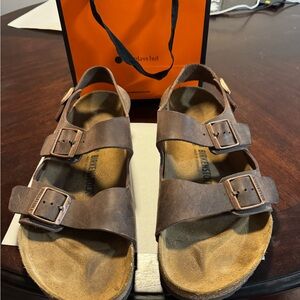 Birkenstock Dark Brown Leather Sandals
